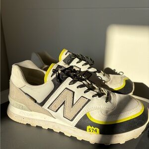 New Balance White and Yellow Sneakers with Retro Design